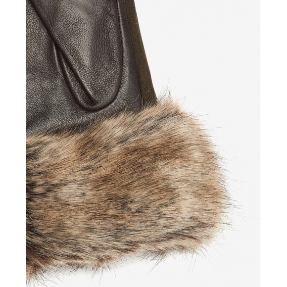 NWTs Barbour Women’s Ambush Wax Leather Gloves. Olive/Brown. Small - Picture 2 of 6